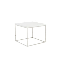 Modern White Gloss and Chrome Cube Side Table