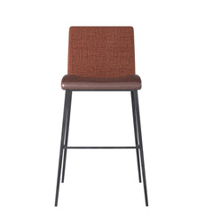 Set of Two Brown Faux Leather and Fabric Counter Stools