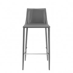 Rich Gray Faux Leather Bar Stool