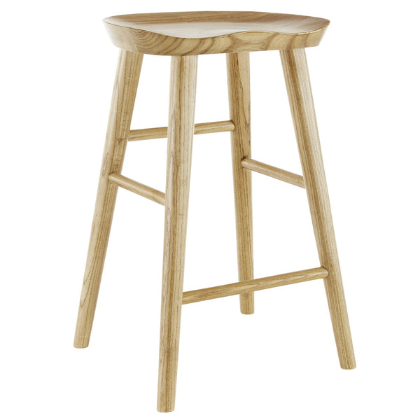26" Light Natural Brown Solid Wood Counter Stool