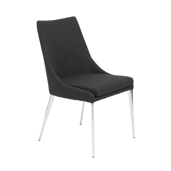 Set of Two Dark Gray Chrome Side Chairs