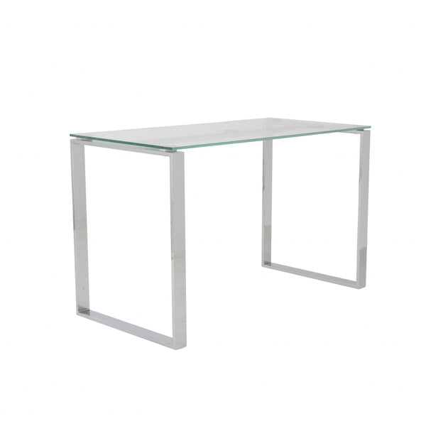 Pro Mod Clear Glass and Polished Stainless Steel Desk