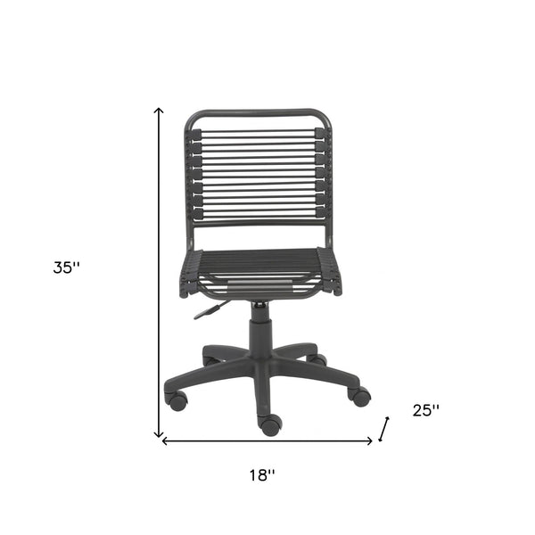 35" All Black Round Bungee Cord Low Back Office Chair