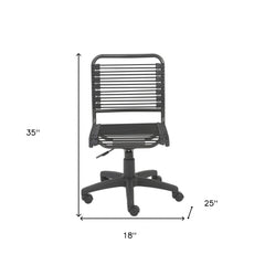 35" All Black Round Bungee Cord Low Back Office Chair