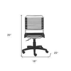 35" Chrome and Black Round Bungee Cord Low Back Office Chair