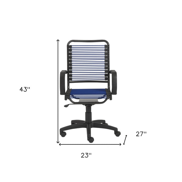 43" Black and Blue Round Bungee Cord High Back Office Chair