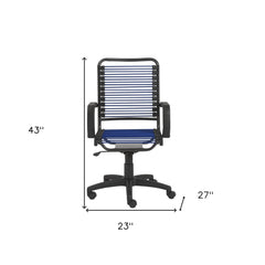 43" Black and Blue Round Bungee Cord High Back Office Chair