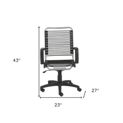 43" Chrome and Black Round Bungee Cord High Back Office Chair