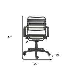 37" All Black Flat Bungee Cord Mid Back Office Chair