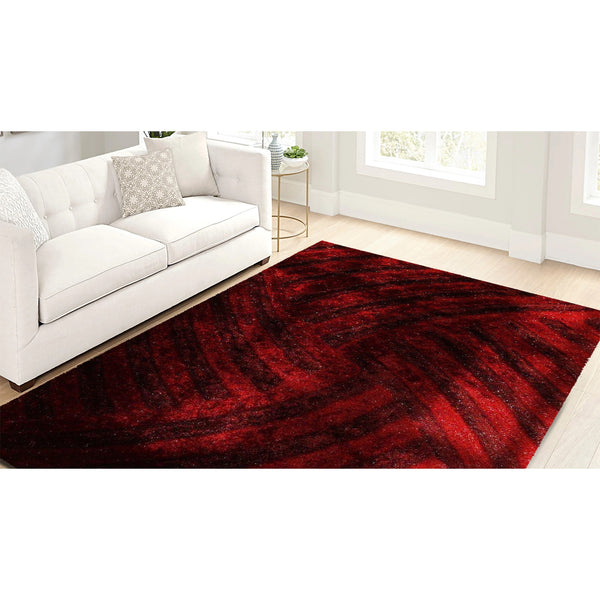 2' x 8' Burgundy Geometric Illusion Runner Rug
