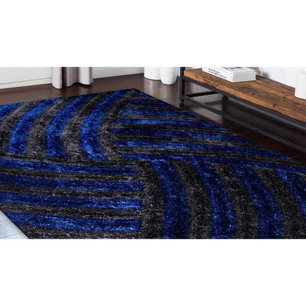 8' x 10' Blue and Gray Geometric Illusion Area Rug