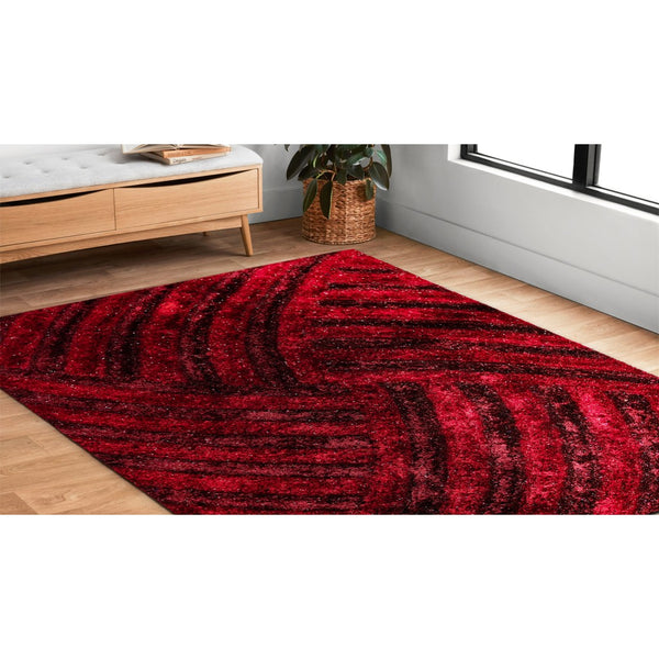 8' x 10' Red Geometric Illusion Area Rug