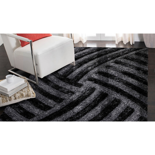8' x 10' Dark Gray Geometric Illusion Area Rug