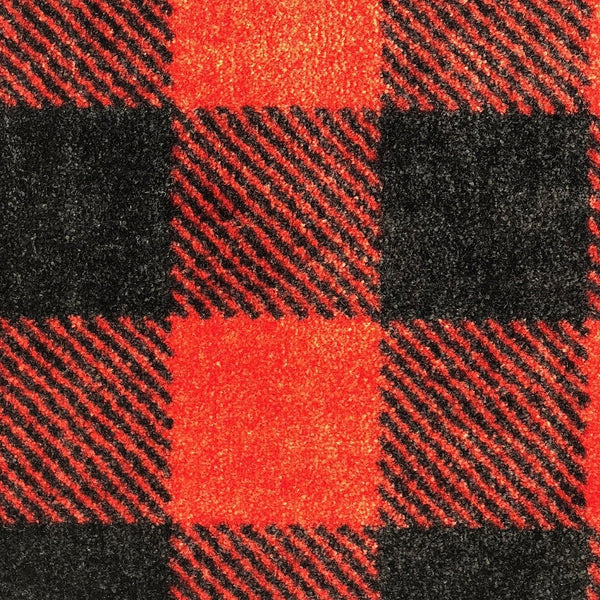 2' x 6' Black and Red Buffalo Check Washable Runner Rug