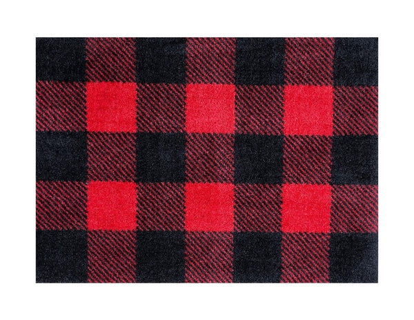 2' x 3' Black and Red Buffalo Check Washable Floor Mat