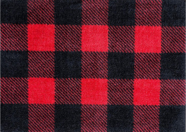2' x 3' Black and Red Buffalo Check Washable Floor Mat