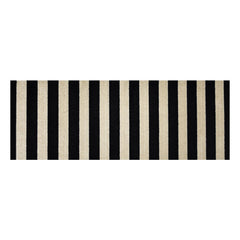 2' x 6' Black and Tan Wide Stripe Washable Runner Rug