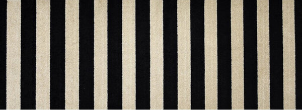 2' x 6' Black and Tan Wide Stripe Washable Runner Rug