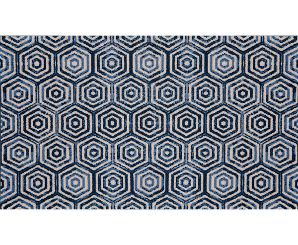 2' x 4' Shades of Blue Hexagons Washable Floor Mat