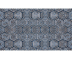 2' x 4' Shades of Blue Hexagons Washable Floor Mat