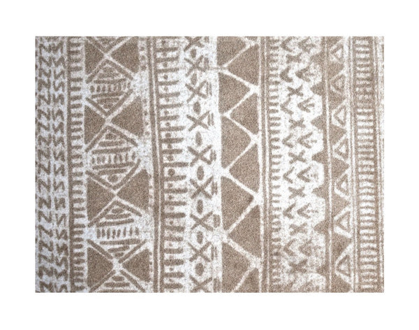 2' x 3' Sandy Tan and White Zigs and Zags Washable Floor Mat