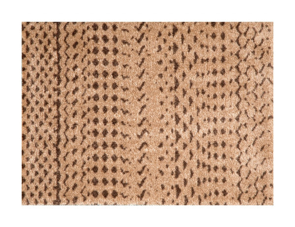 2' x 3' Brown and Tan Abstract Tracks Washable Floor Mat