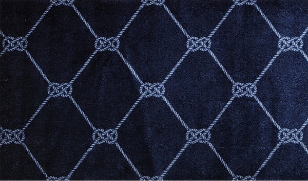 2' x 3' Navy Nautical Knots Washable Floor Mat
