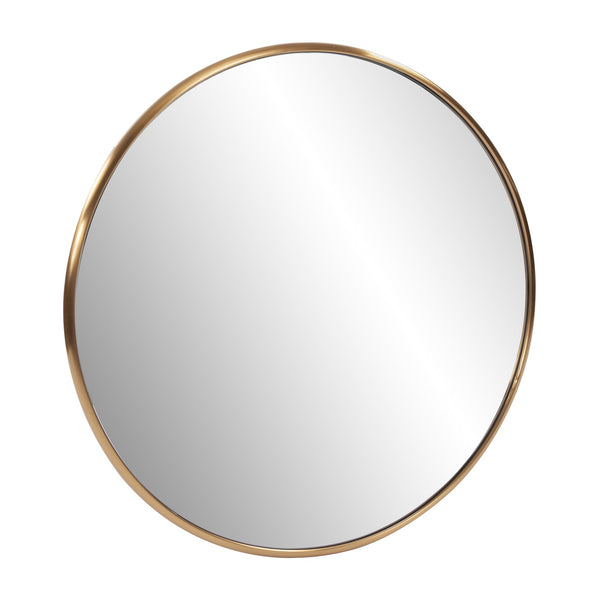 32' Antiqued Brushed Brass Round Wall Mirror