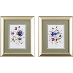 Set of Two Watercolor Bouquet of Flowers Wall Art