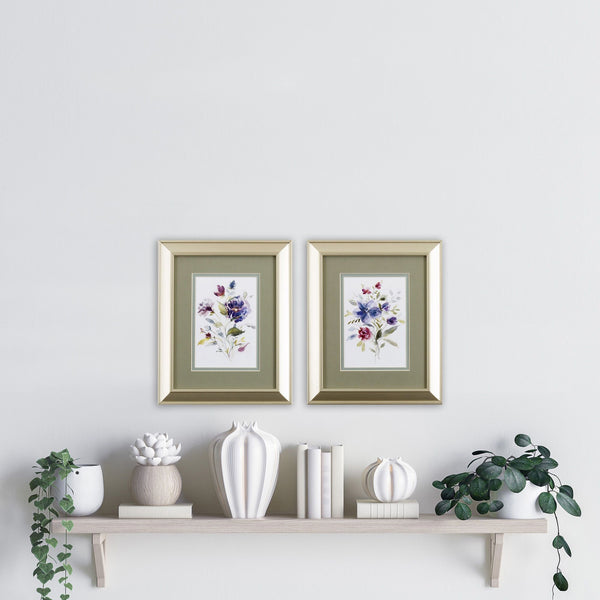 Set of Two Watercolor Bouquet of Flowers Wall Art