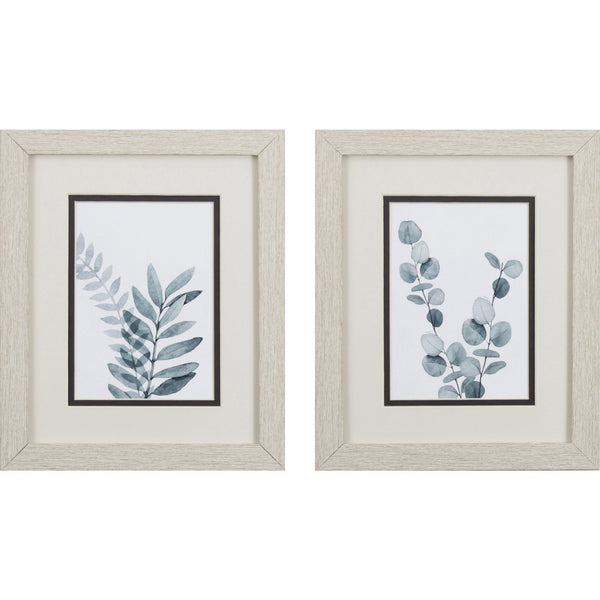 Set of Two Watercolor Navy Leaves Wall Art
