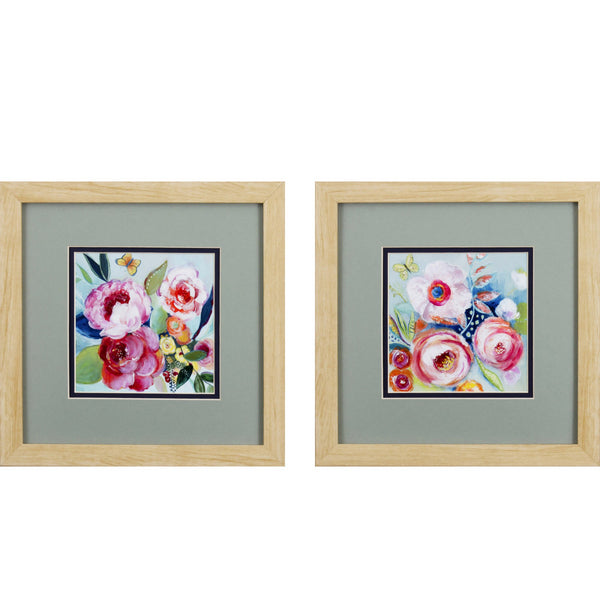 Set of Two Vibrant Flowers Watercolor Wall Art