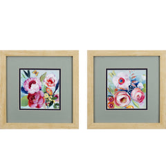 Set of Two Vibrant Flowers Watercolor Wall Art