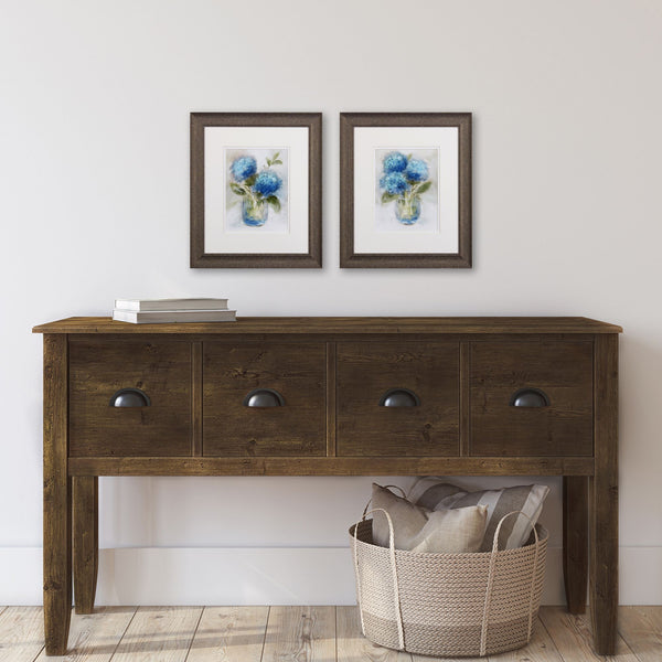 Set of Two Blue Hydrangea Watercolor Wall Art