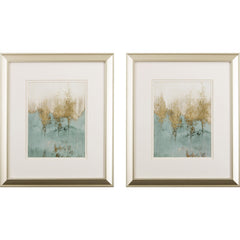 Set of Two Gold Trees Landscape Watercolor Wall Art