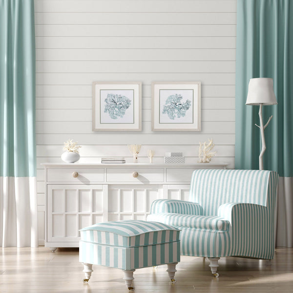 Set of Two Teal Underwater Coral Watercolor Wall Art