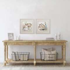 Set of Two Farmhouse Flowers Watercolor Wall Art