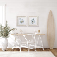 Set of Two Oysters Watercolor Wall Art