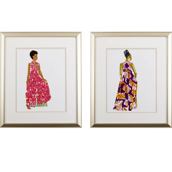 Set of Two Fashionable Women Watercolor Wall Art