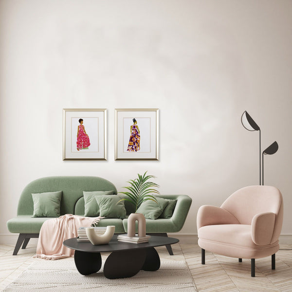 Set of Two Fashionable Women Watercolor Wall Art