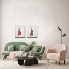 Set of Two Fashionable Women Watercolor Wall Art