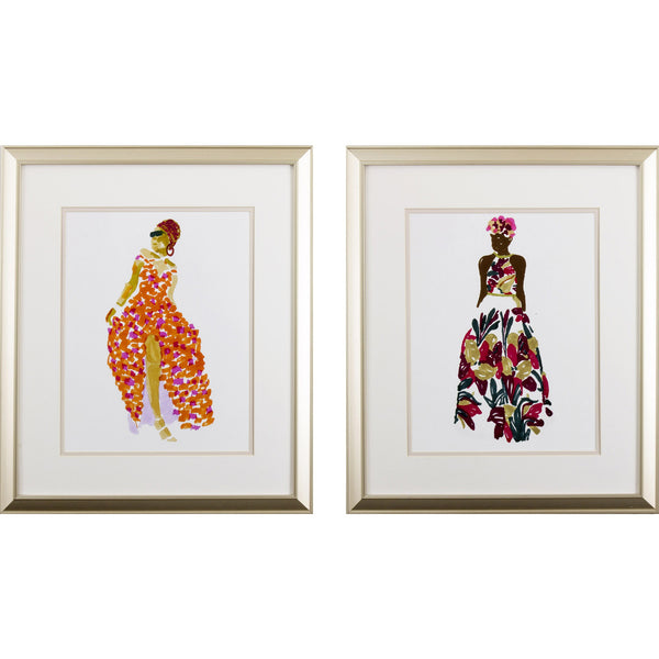 Set of Two Fashionable Models Watercolor Wall Art