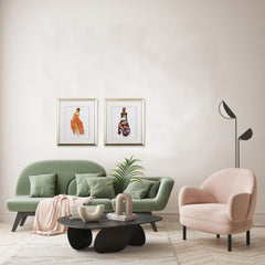 Set of Two Fashionable Models Watercolor Wall Art