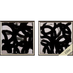 Set of Two Black and White Abstract Wall Art