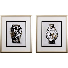 Set of Two Black and Gold Modern Jugs Wall Art