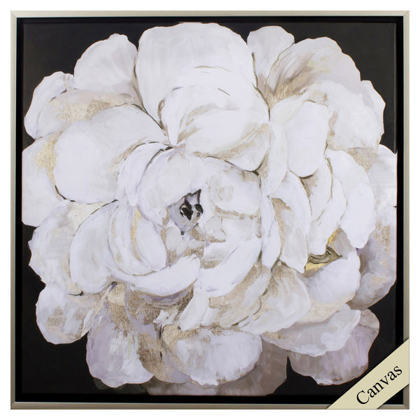 Gold and White Peony Canvas Wall Art