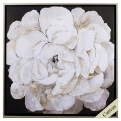 Gold and White Peony Canvas Wall Art