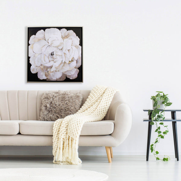 Gold and White Peony Canvas Wall Art