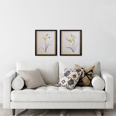 Set of Two Yellow and Black Plants Watercolor Wall Art