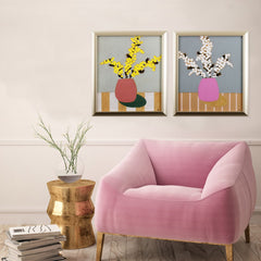 Set of Two Colorful Plants in Pots Wall Art